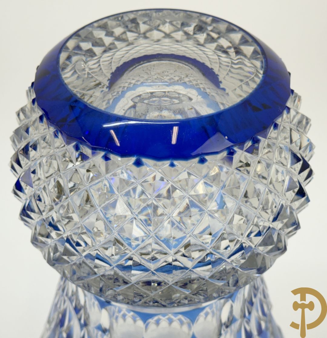 Val Saint Lambert : Blauwe kristallen handgeslepen vaas