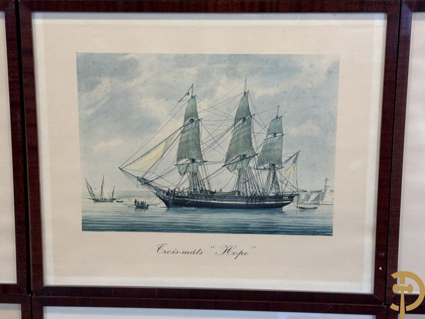 Negen decoratieve platen van jachten en zeilboten