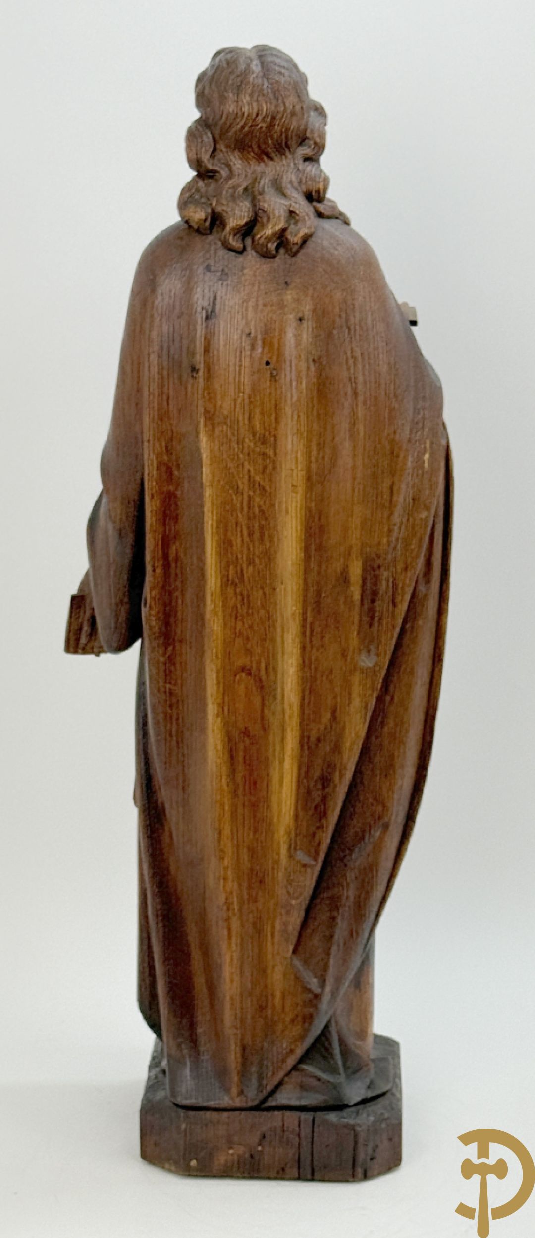 Eiken houtsculptuur van evangelist, laat 19e