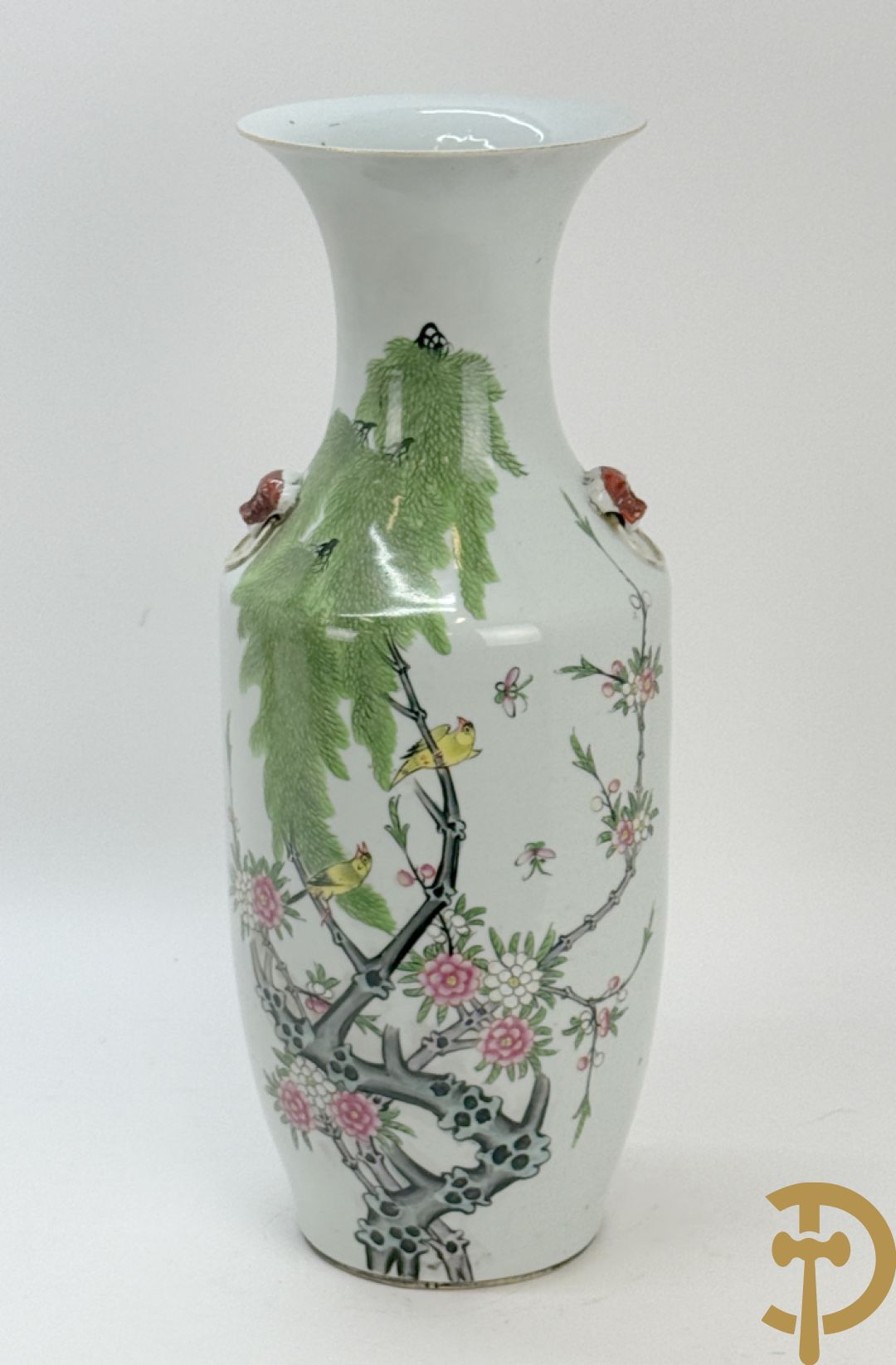 Chinese porseleinen vaas met decor van bloemen en vogels