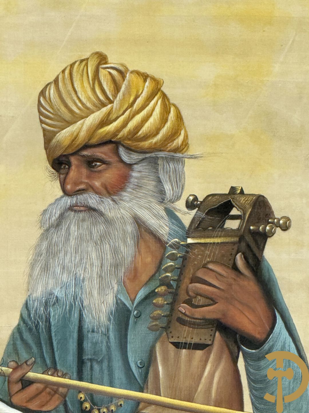 Drie Indische handgekleurde, geaquarelleerde en geanimeerde scènes