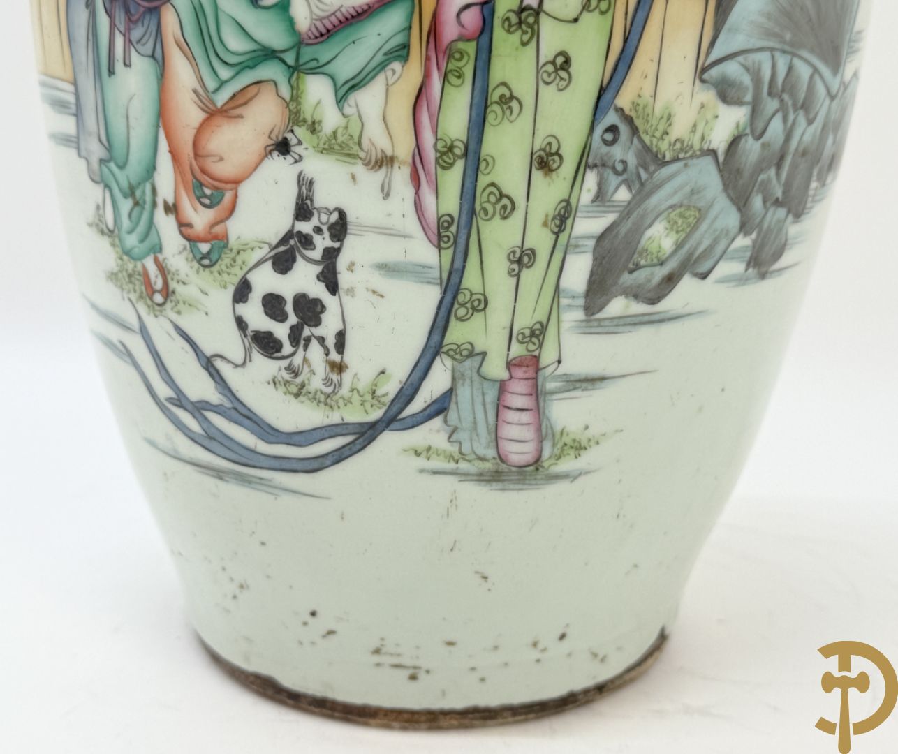 Chinese porseleinen vaas met decor van kinderen en geisha