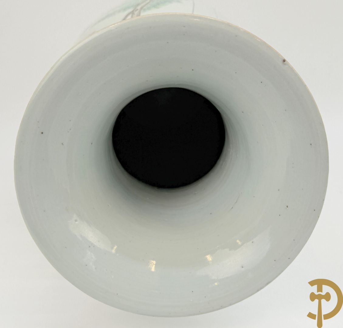 Chinese porseleinen blauw/wit vaas met bloemen en vogeldecor