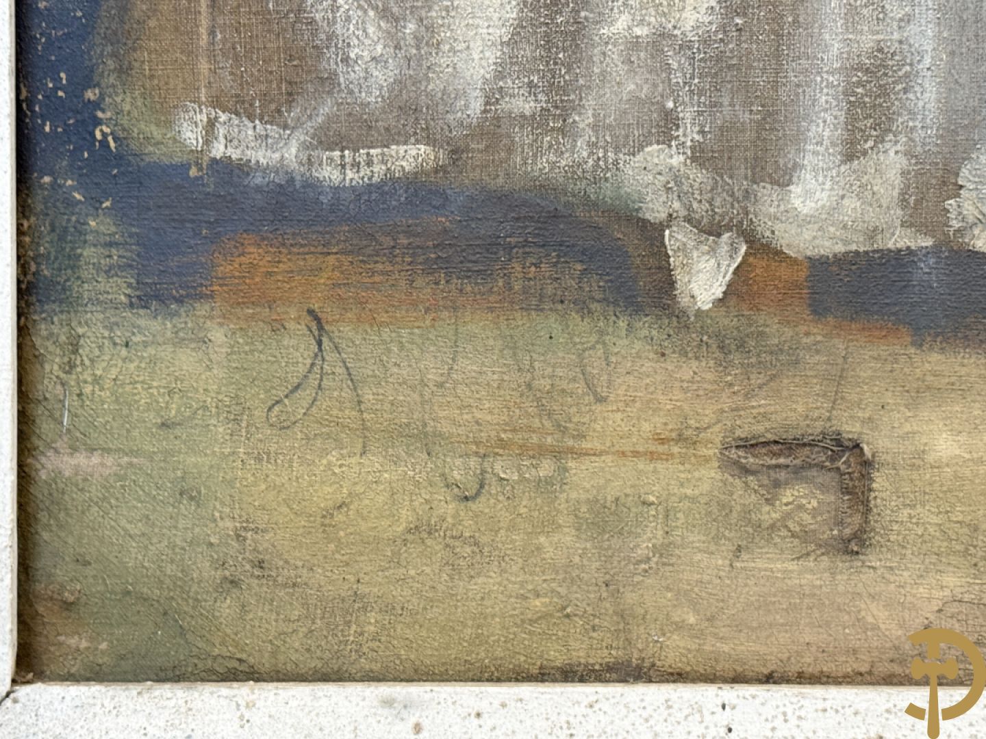 Onleesbaar getekend links onder 