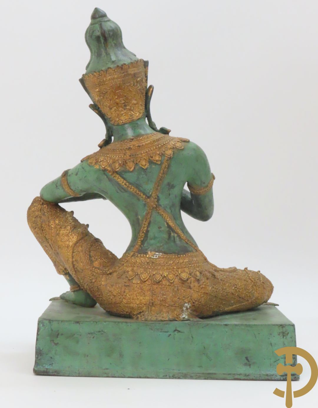 Bronzen Thibetaanse fo-hond als lampadaire + 2 bronzen musicerende boedhistische figuren