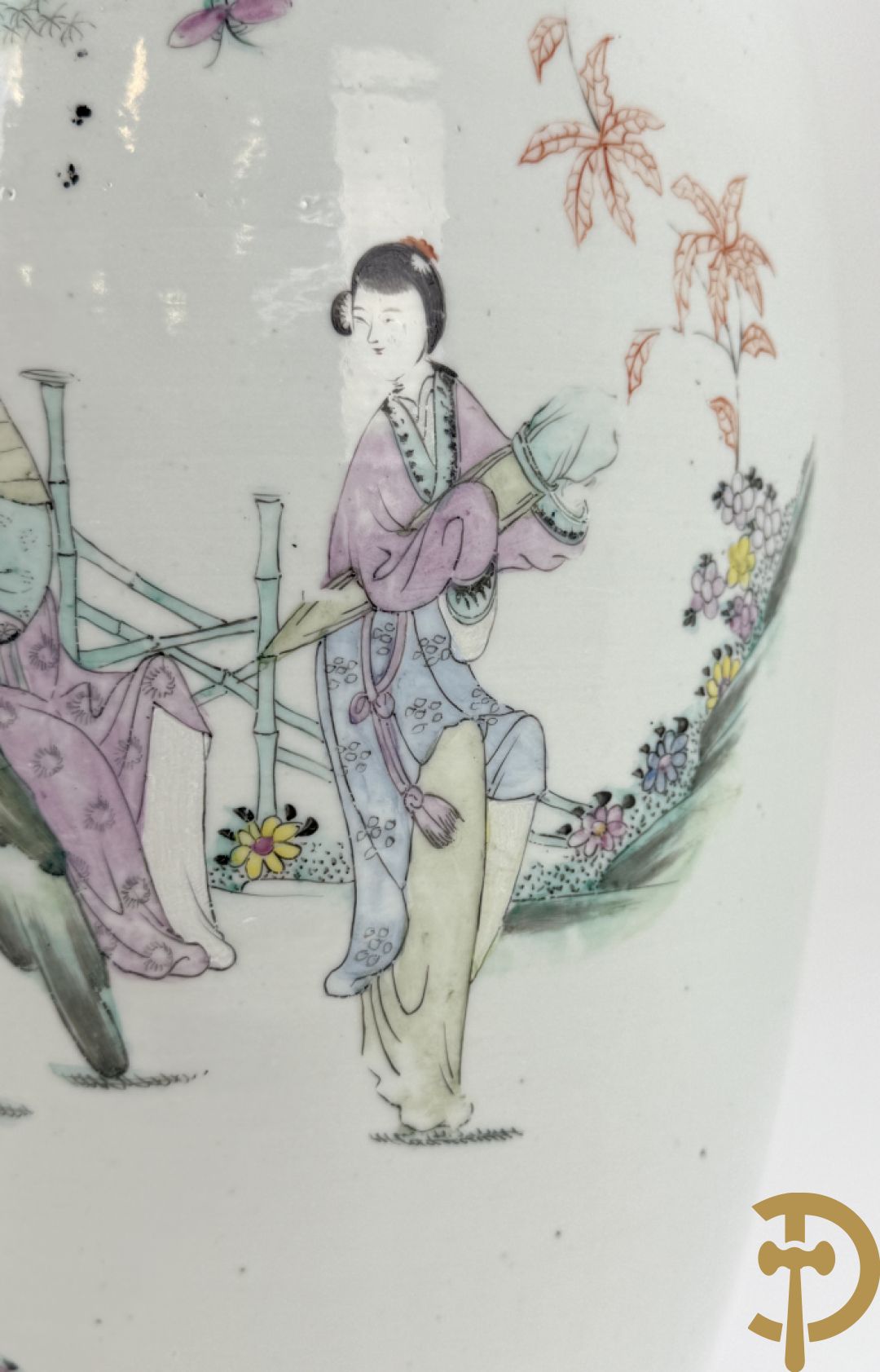 Chinese porseleinen vaas met decor van geisha