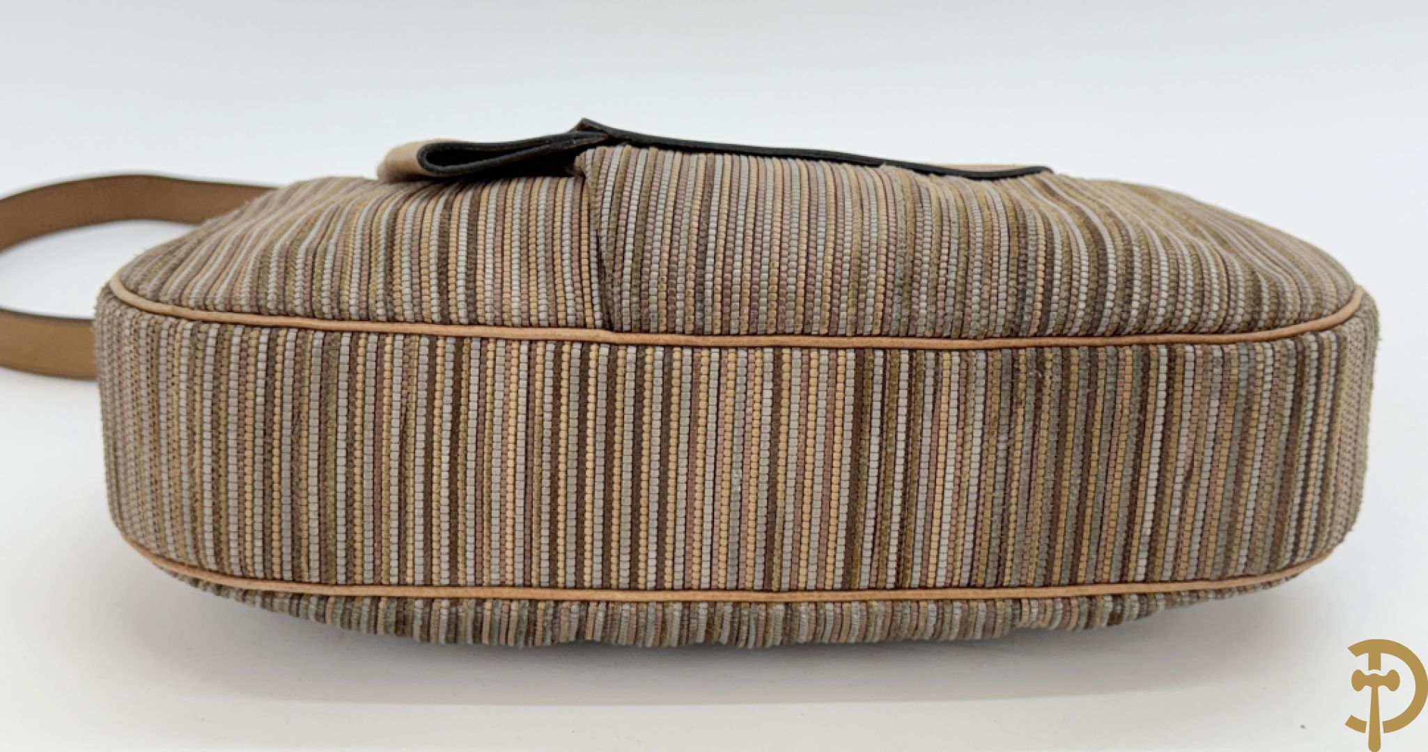 Lederen handtas met bruin getinte kleurstrepen Delvaux, brown toile de cuir