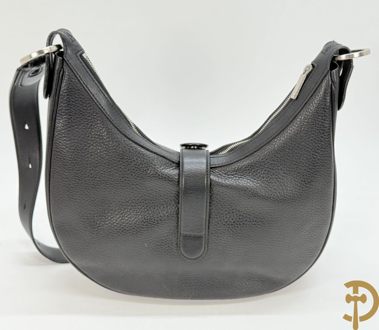 Bruine en zwart lederen handtas Delvaux + boek van Delvaux met documentatie