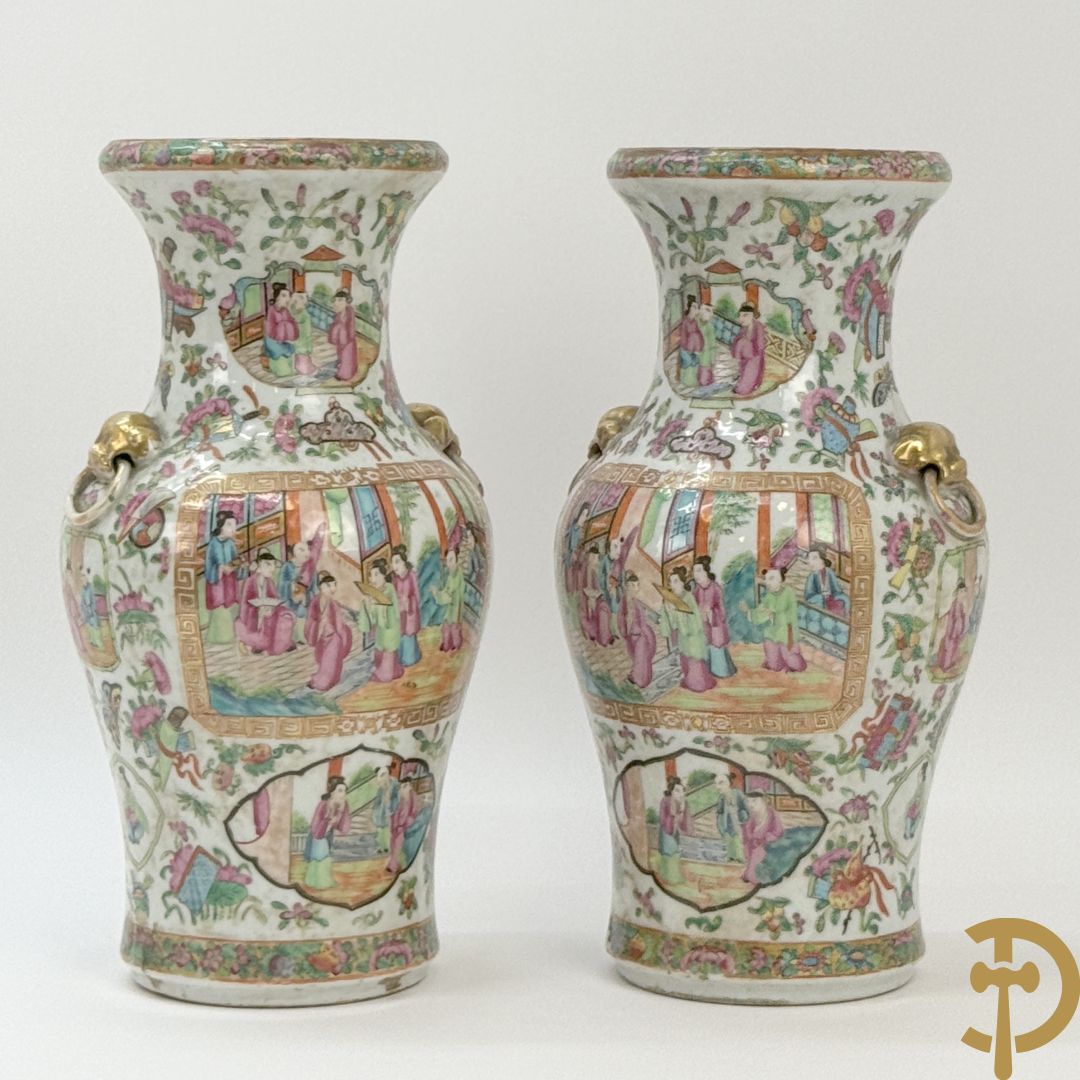 Paar Chinese porseleinen Kanton vazen