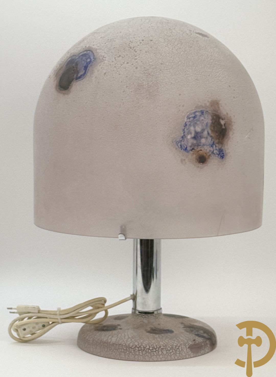 Tafellampadaire in geïriseerd kleurig glas met chromé afwerking, BARDINI getekend