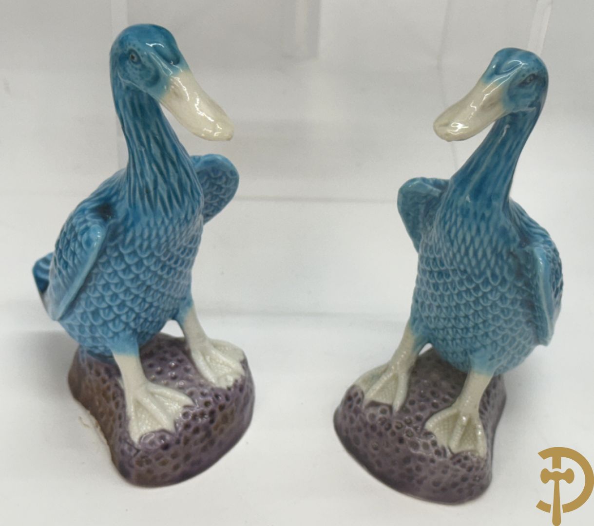 Vier paar porseleinen eenden + vaasje