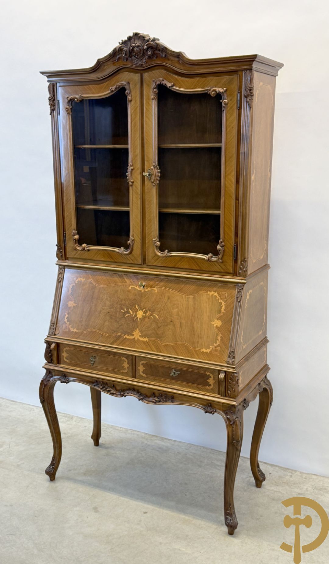 Notelaren secretaire met vitrine, Louis XV