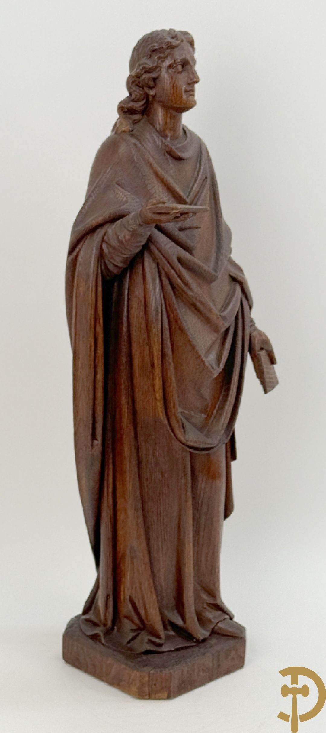 Eiken houtsculptuur van evangelist, laat 19e