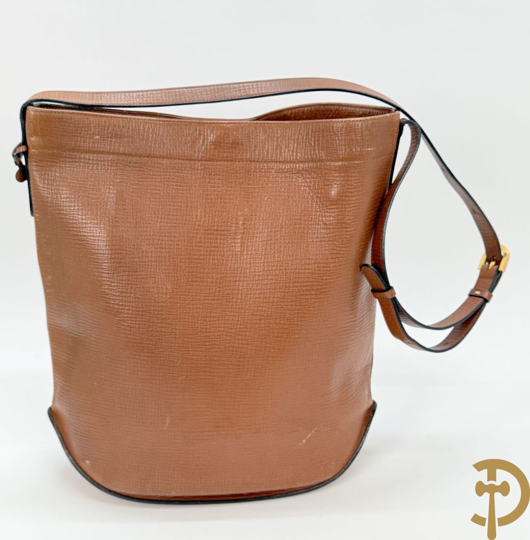 Bruine en zwart lederen handtas Delvaux + boek van Delvaux met documentatie