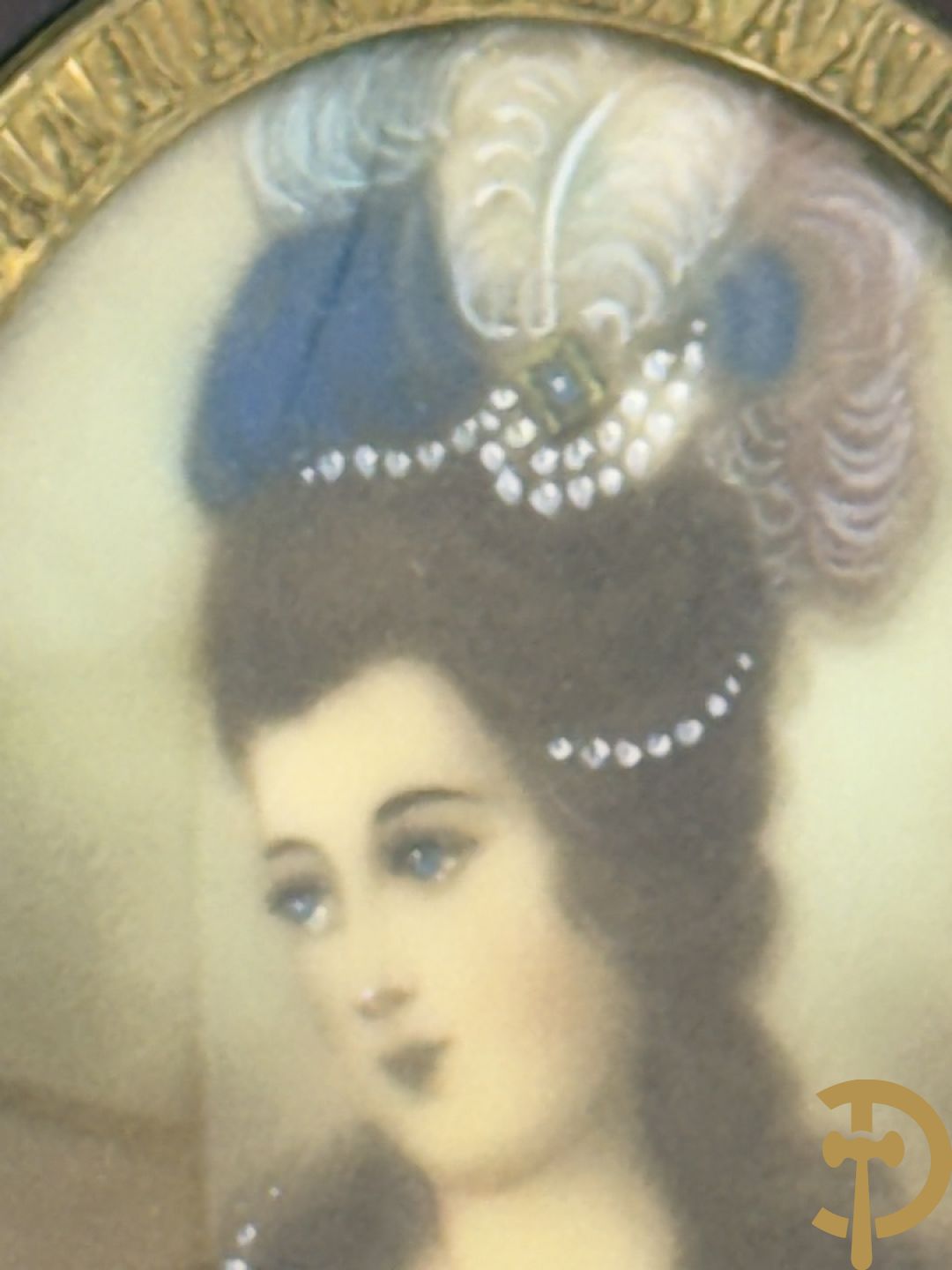 Vijf miniaturen met damersportretten en romantische scène, waarvan 4 getekend : de Roussely, Canova, Siluce ? en Domery ?