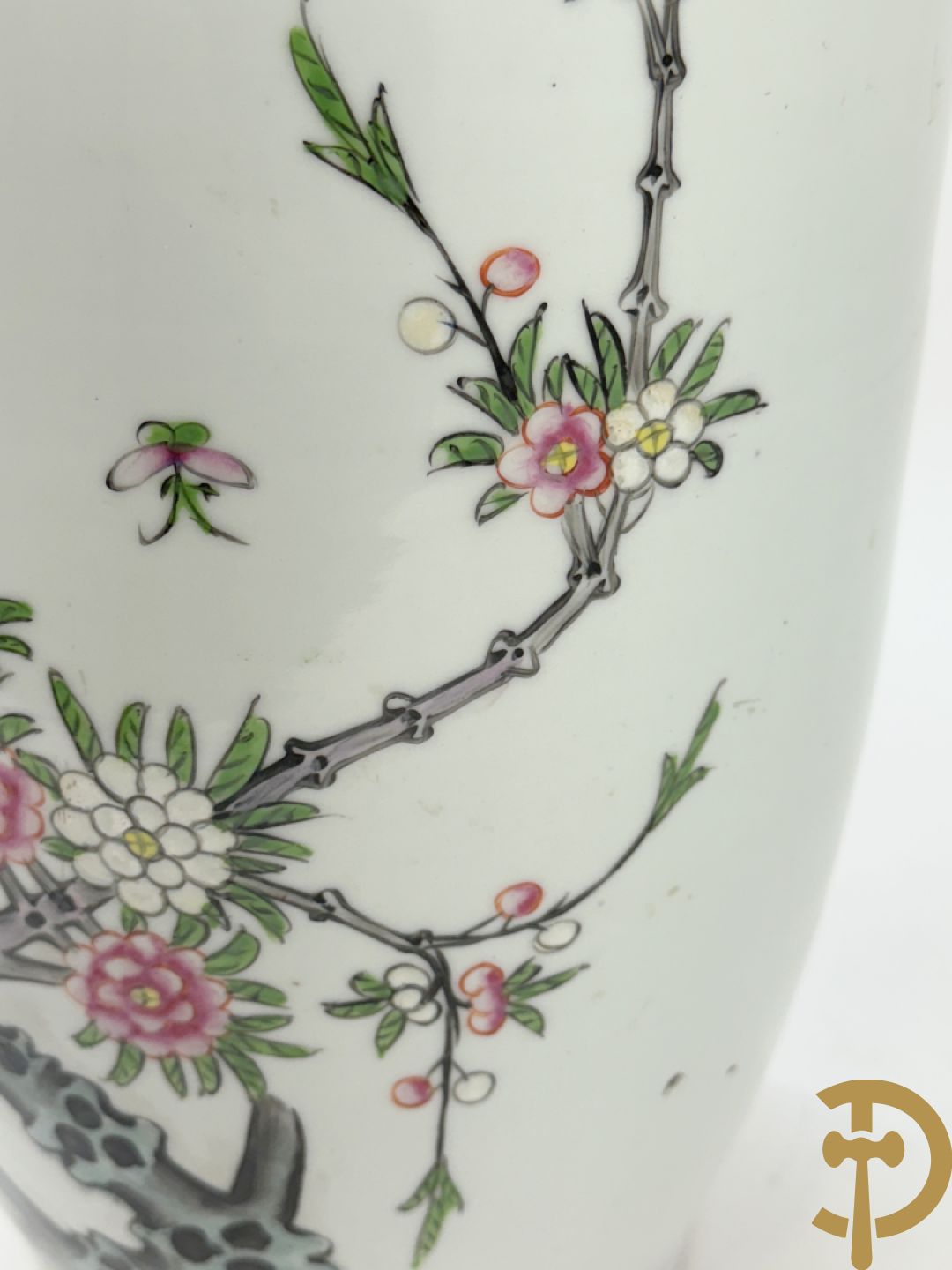 Chinese porseleinen vaas met decor van bloemen en vogels