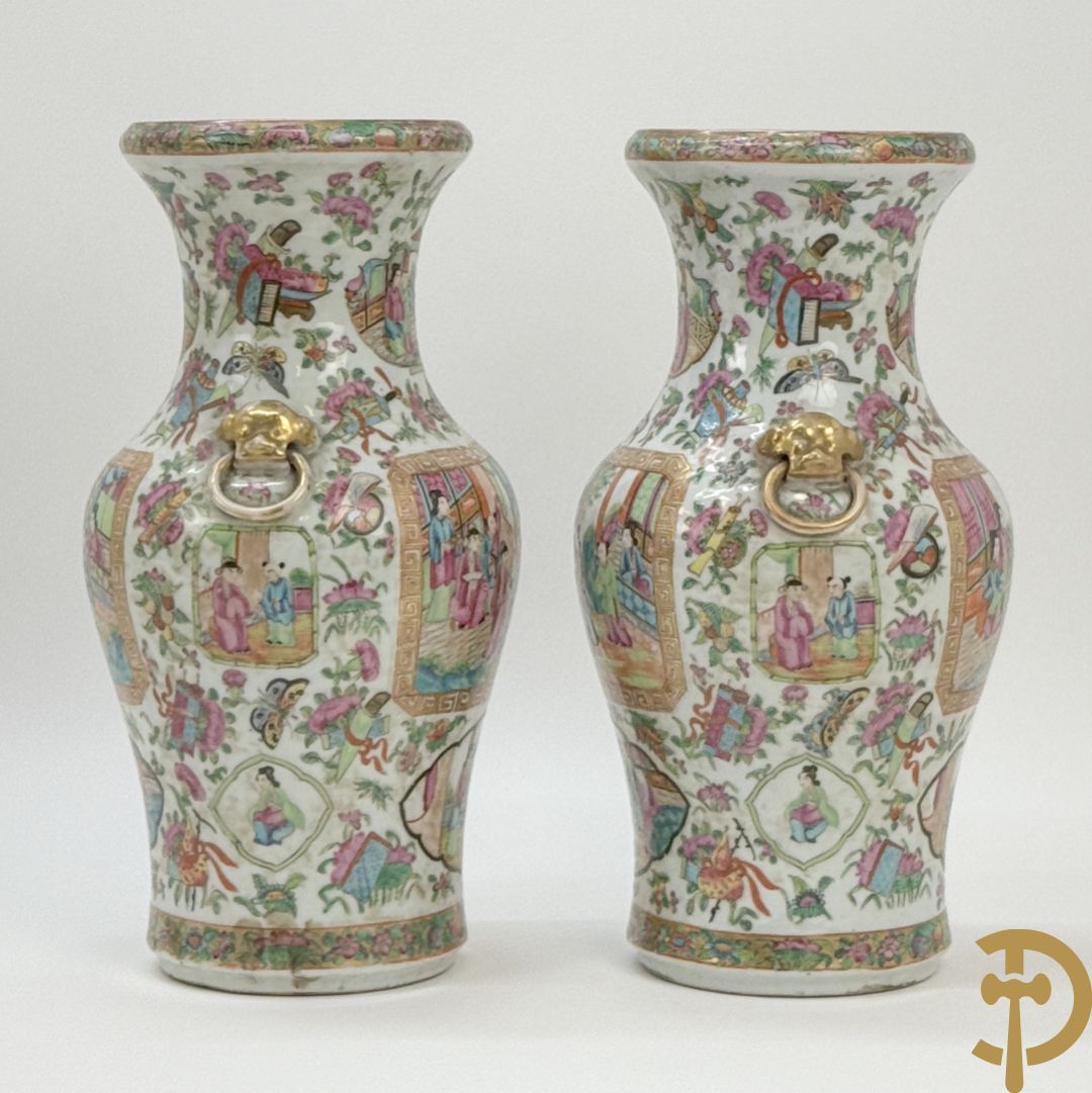 Paar Chinese porseleinen Kanton vazen