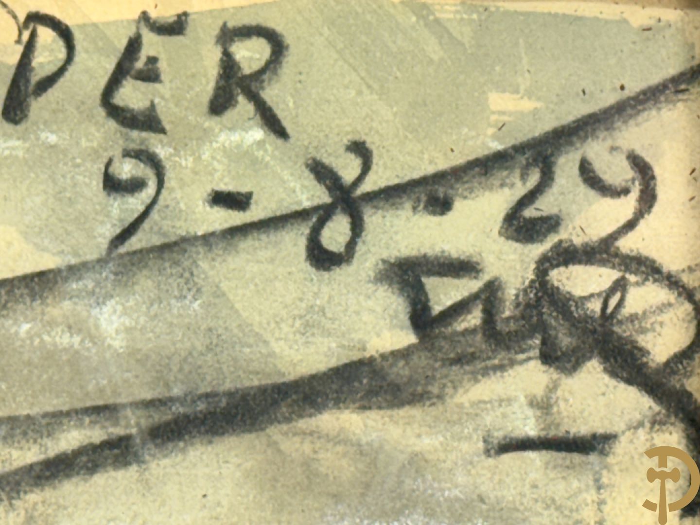 Onleesbaar getekend met monogram rechts boven Yper 9-8-29 