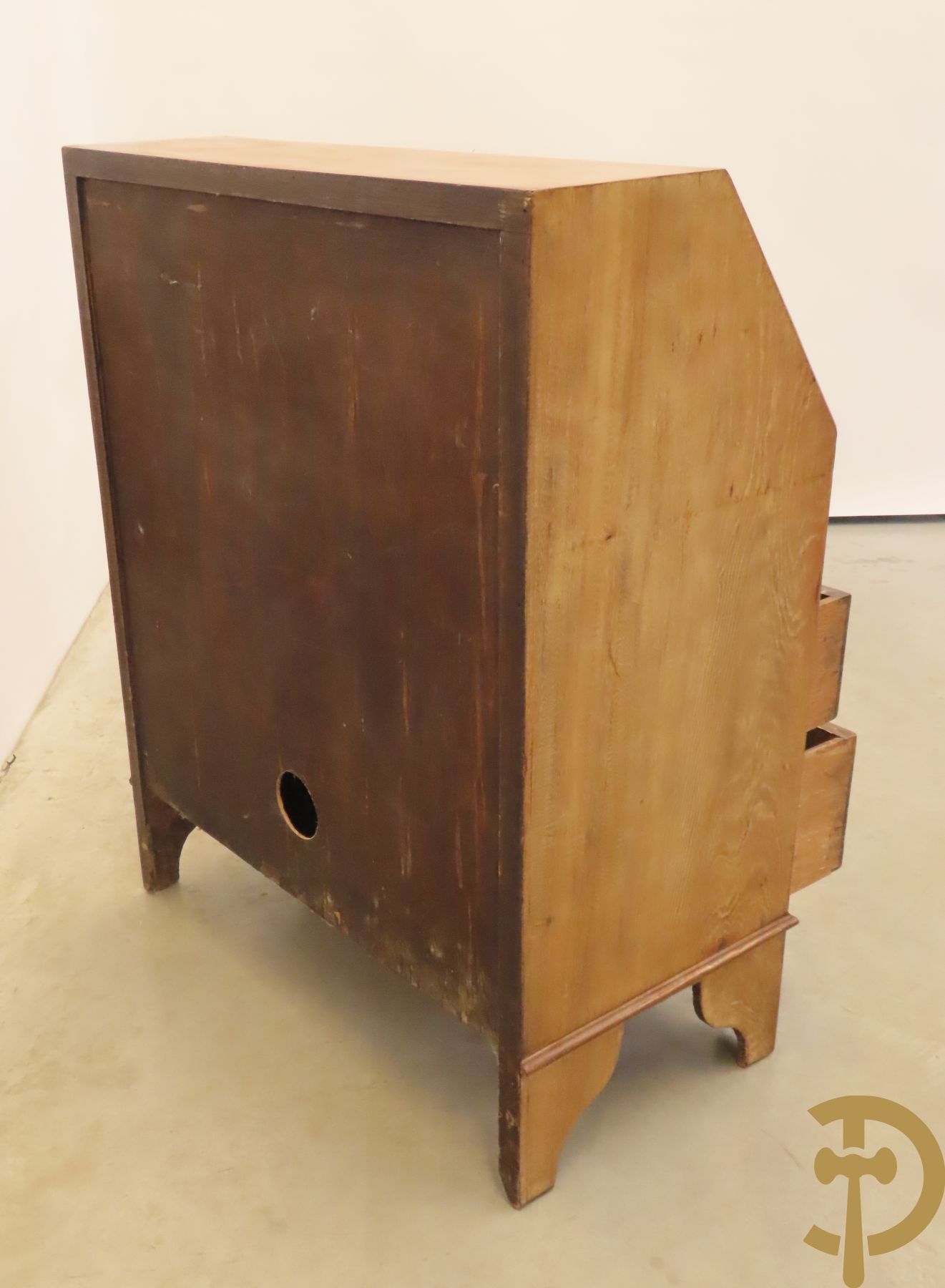 Engels notelaren klapbureau met 3 lades en inleg