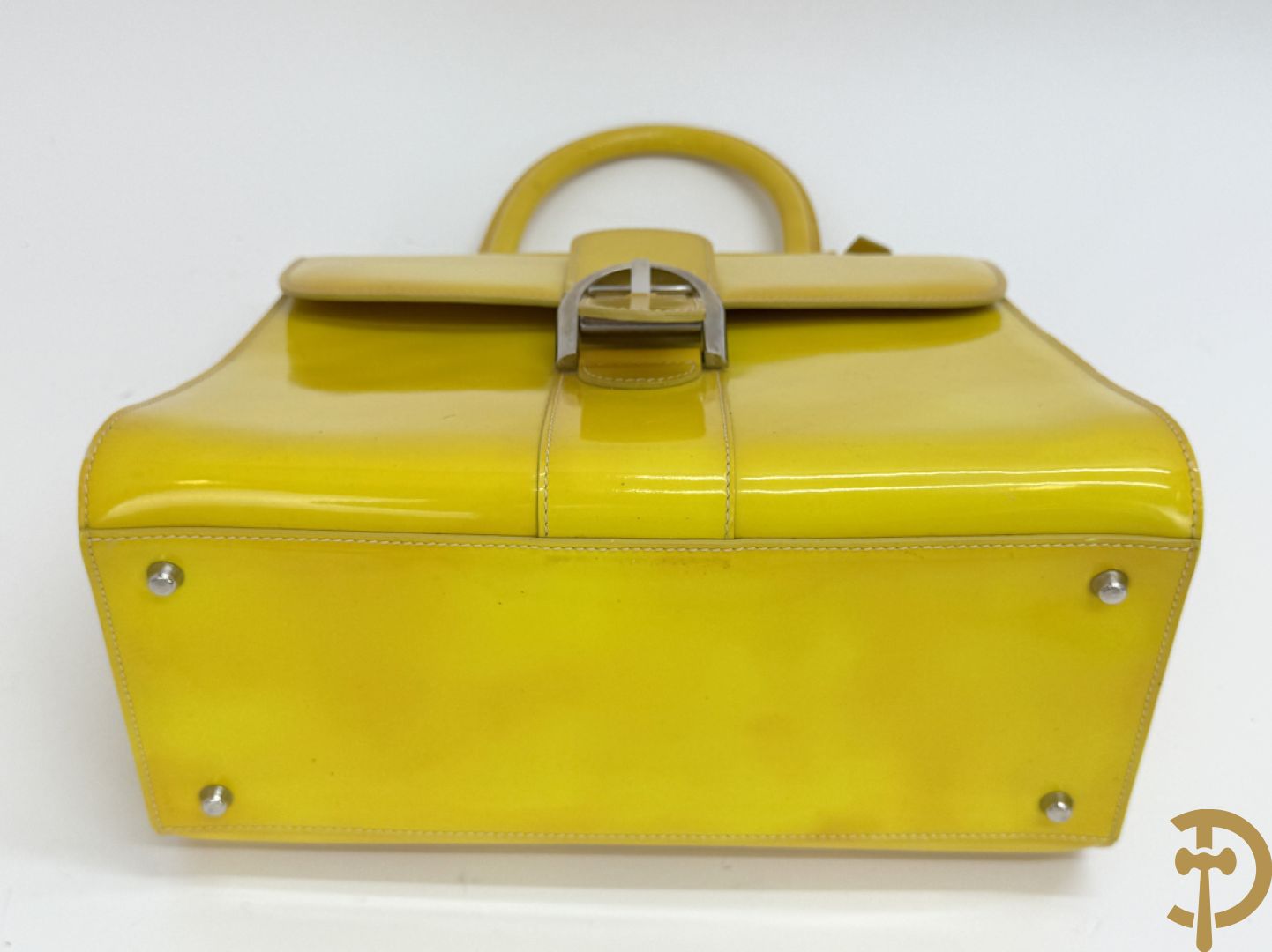 Unieke handtas Delvaux in fluo geel, model Brillant, gelimiteerde en genummerde serie 8/10, mode 2001 Landed - ontwerp van Walter Van Beirendonck uit 2001