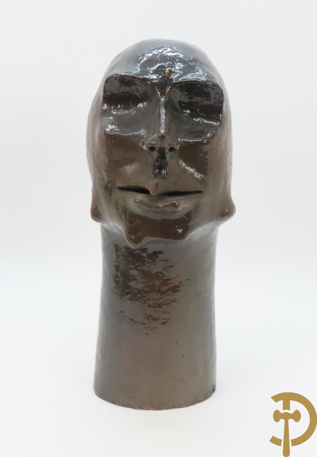 SCHEIRLINCKX Jos getekend - Karaktervol modern geglazuurd keramieken beeld van een hoofd