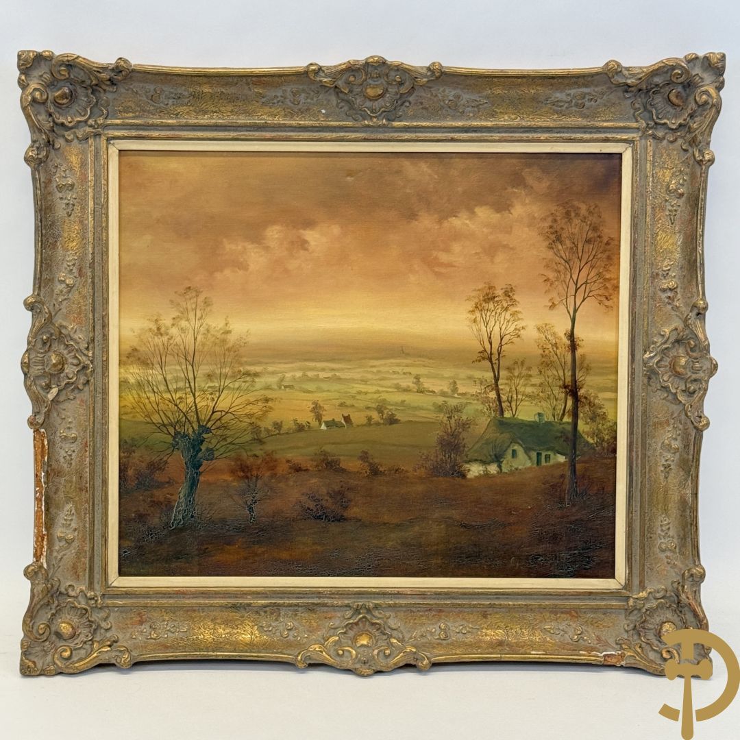 COSYNS Gies getekend rechts onder 'Heuvelachtig hoevelandschap' olie op doek