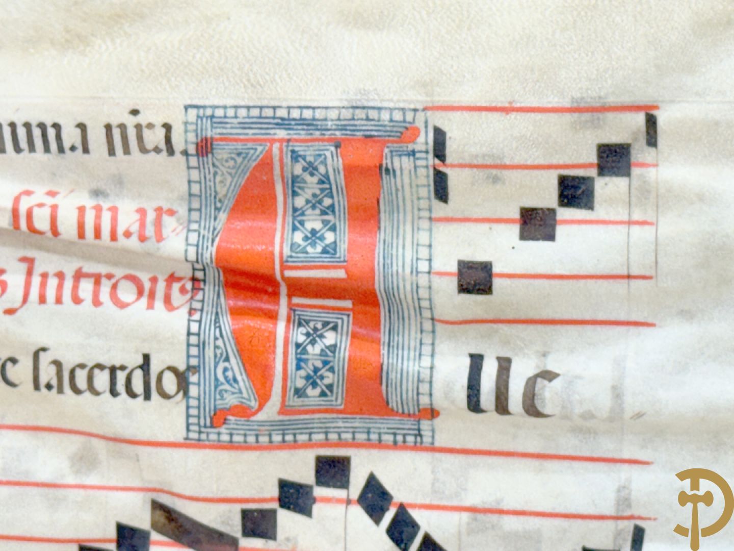 Perkamenten uittreksel uit een gezangenboek met Latijnse gekaligrafeerde letter