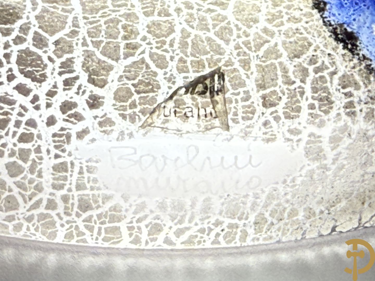 Tafellampadaire in geïriseerd kleurig glas met chromé afwerking, BARDINI getekend