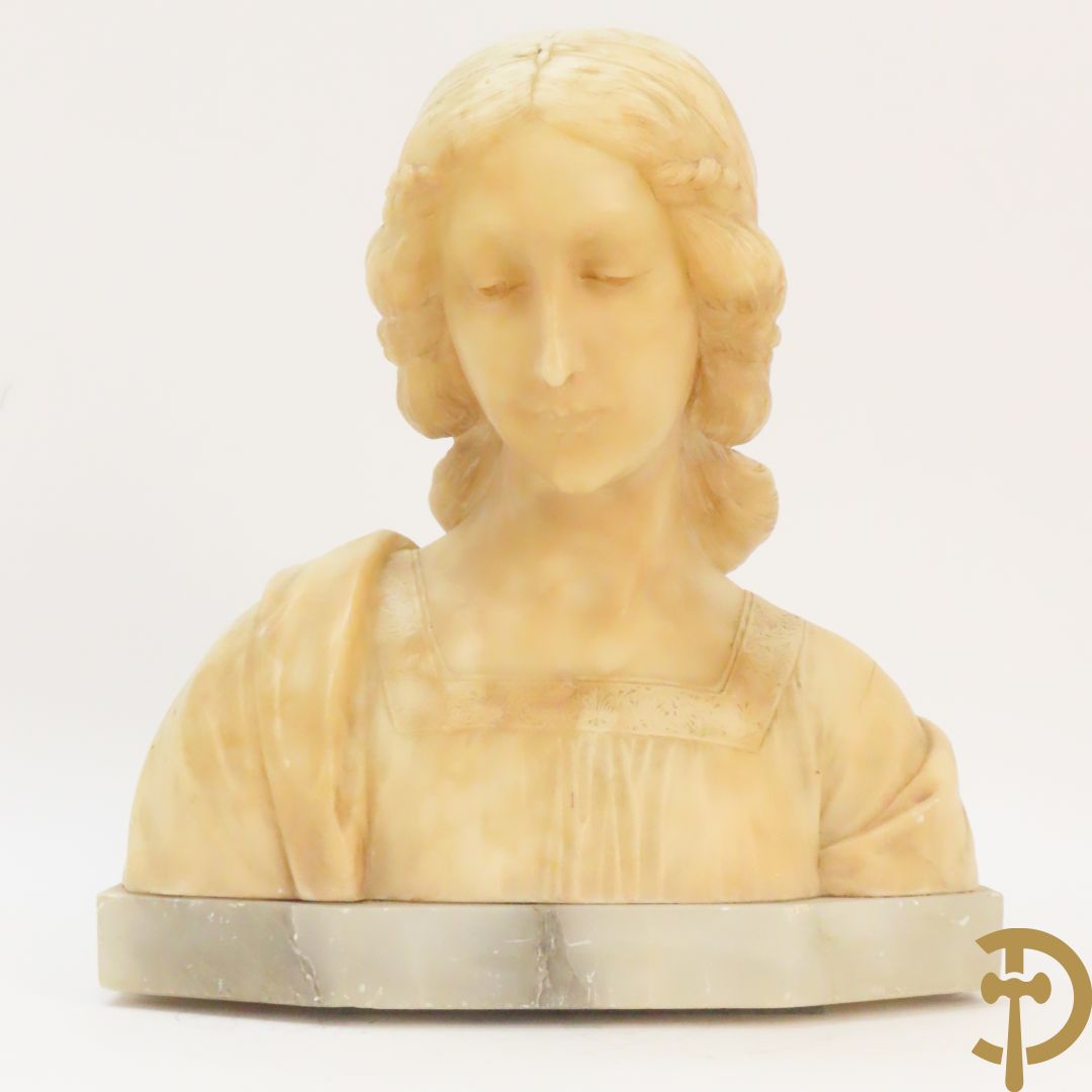 Vierge de Card Line getekend 'Buste van dame' albast