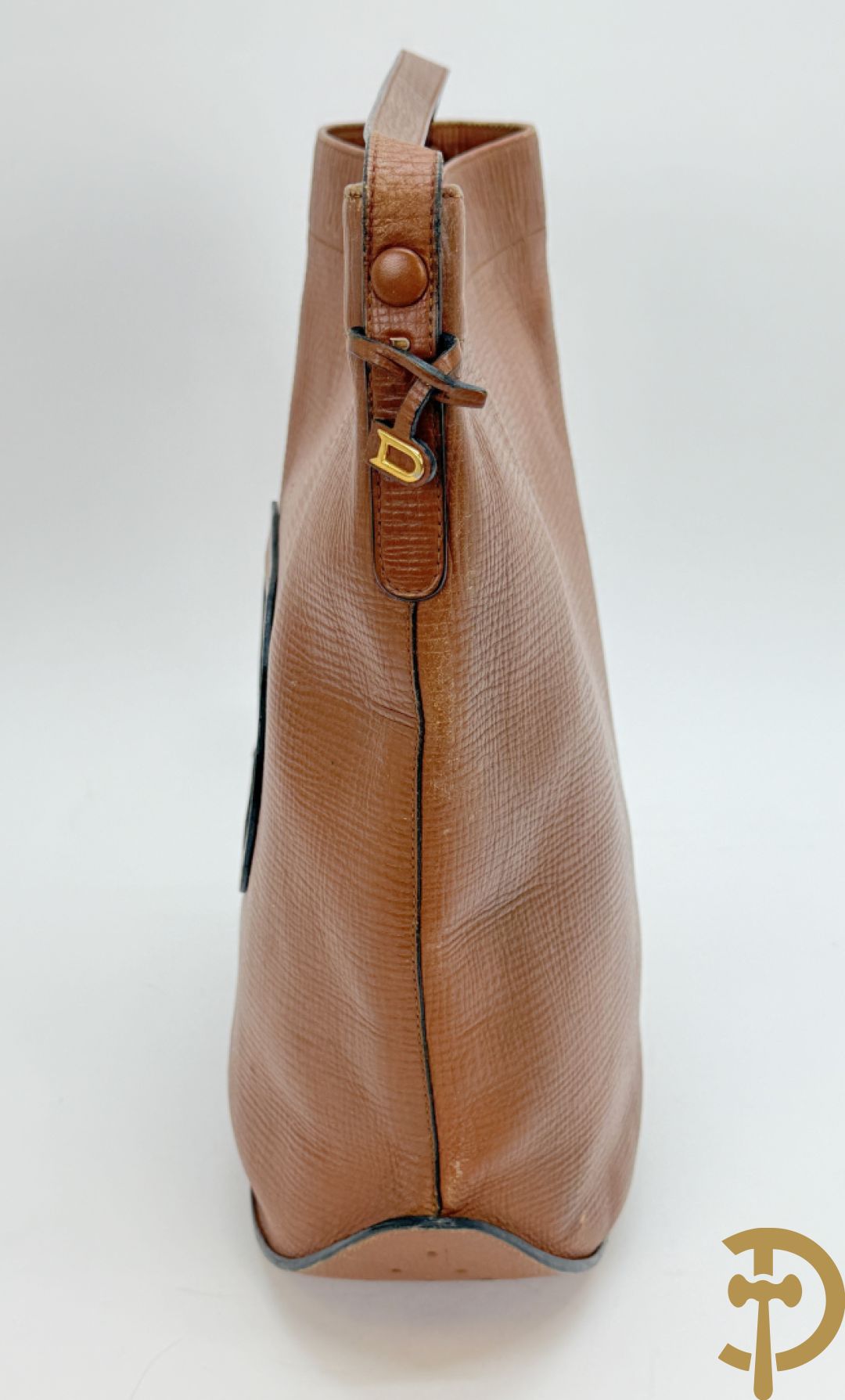 Bruine en zwart lederen handtas Delvaux + boek van Delvaux met documentatie