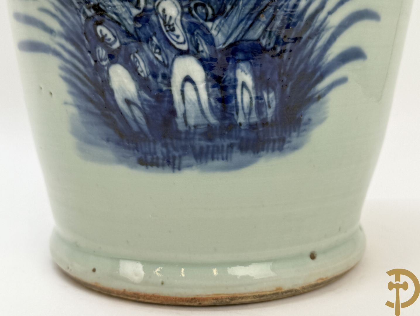 Chinese porseleinen blauw/wit vaas met bloemen en vogeldecor