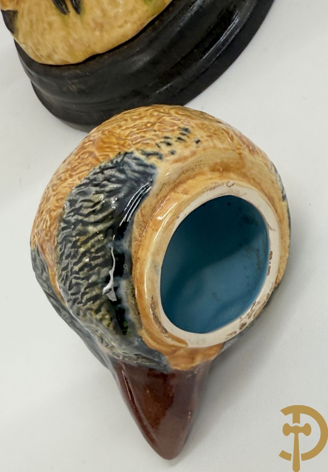 Vijf gekleurde keramieken vogels met afneembare kop, naar Martin Brothers