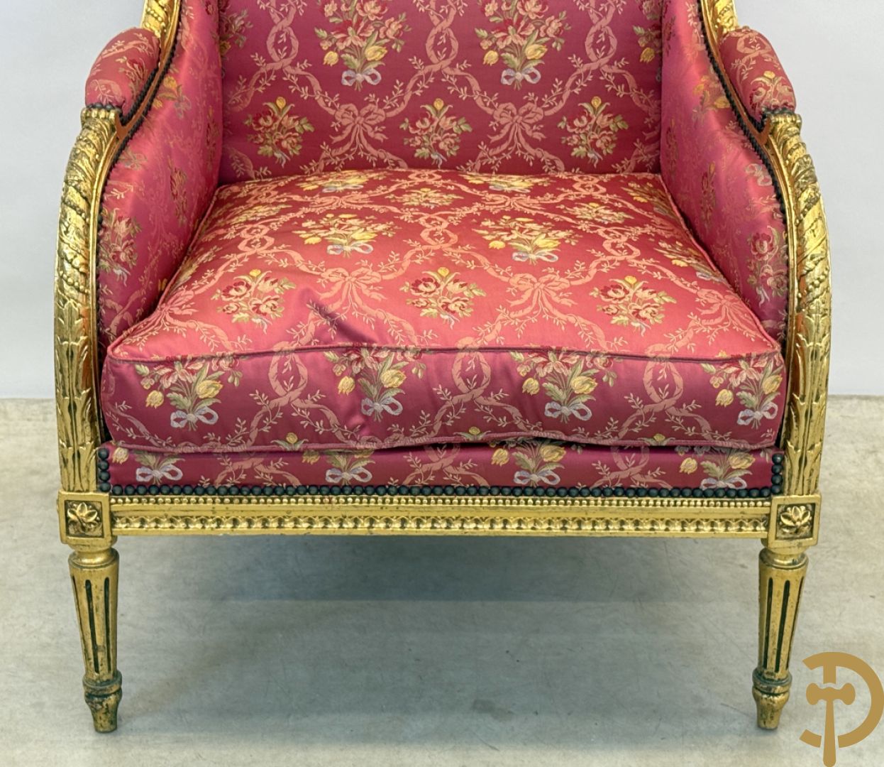Vergulde Louis XVI armzetel met oren en bloemenstof, 19e