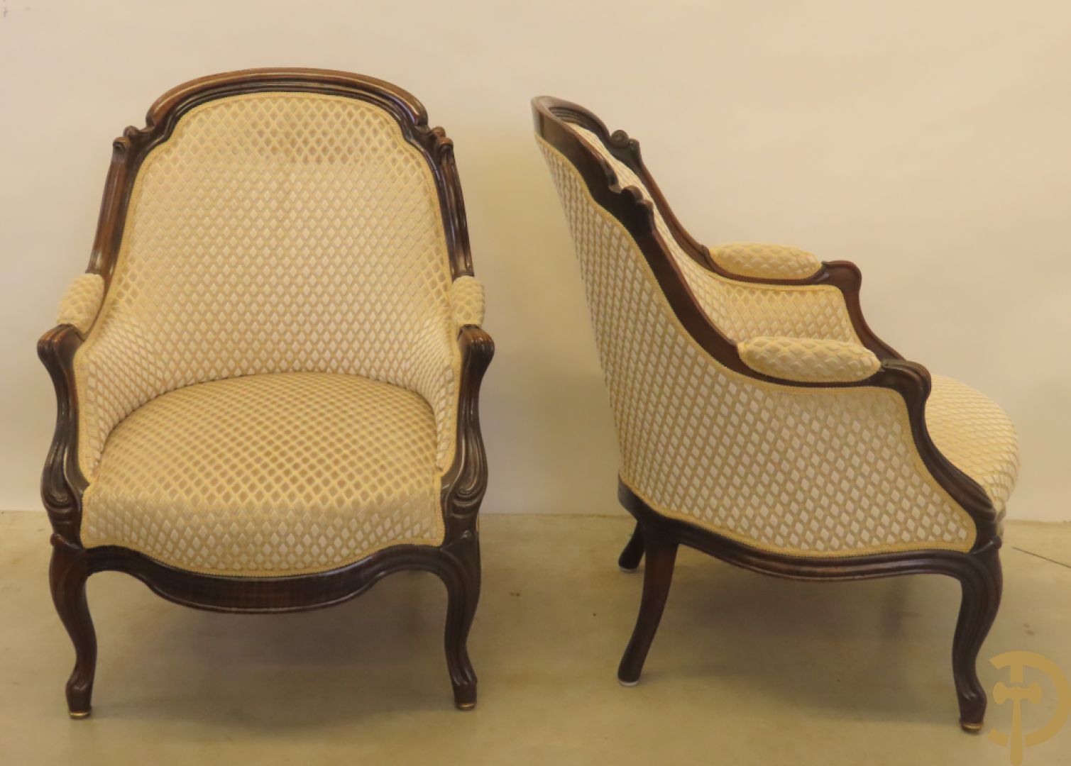 Louis Philippe salonensemble bestaande uit canapé, 2 armzetels en 2 stoelen