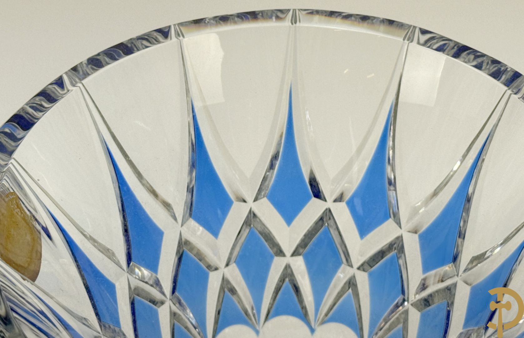 Val Saint Lambert : Blauwe kristallen handgeslepen vaas