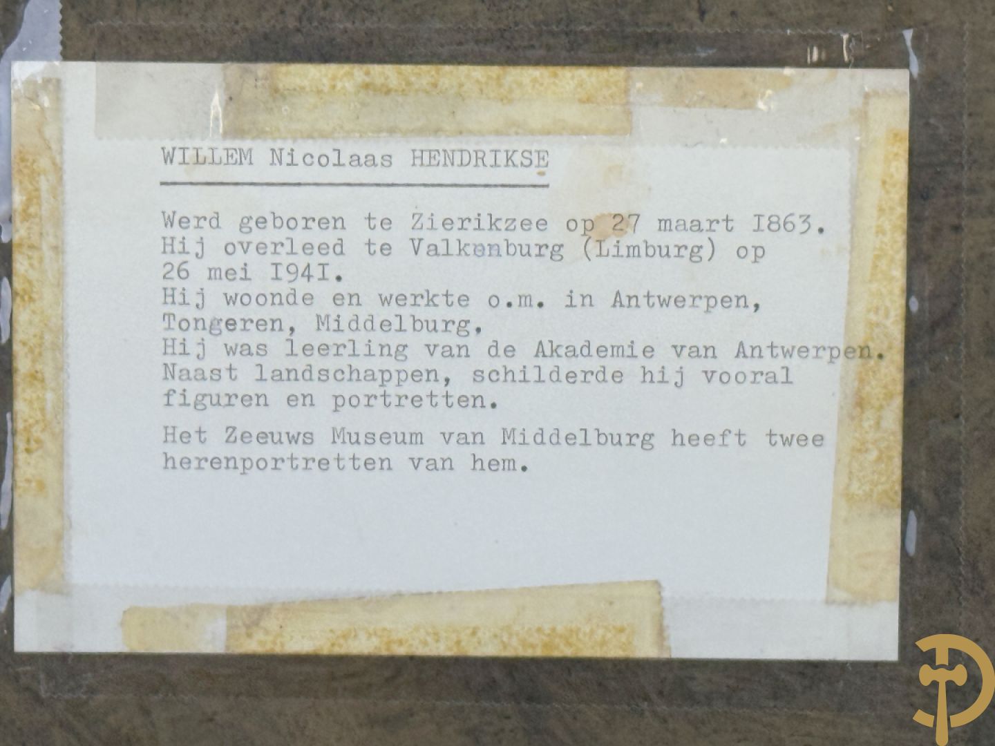 HENDRIKSE Willem getekend (Nicolas) 1924 