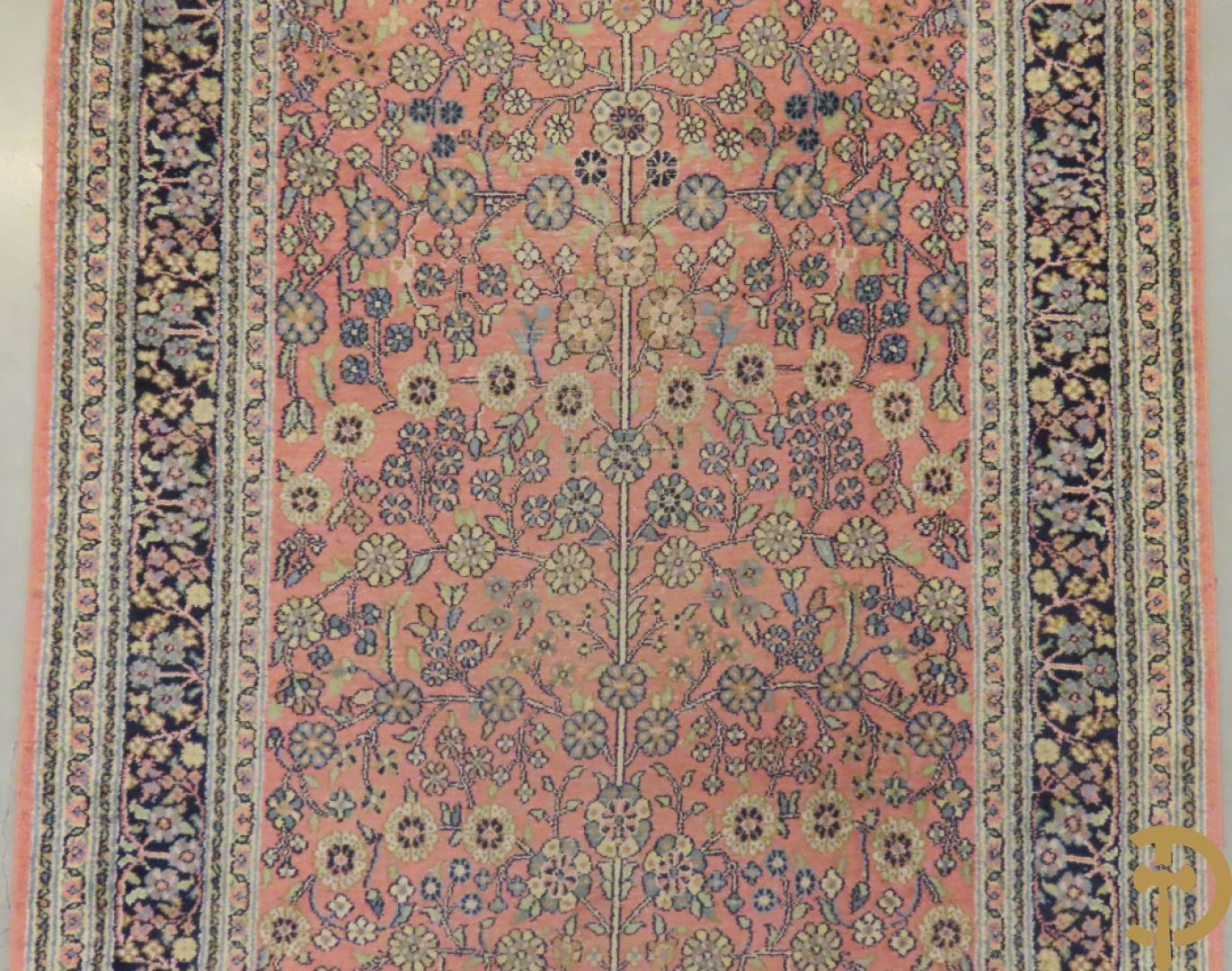 Oosters handgeknoopte loper zijde op katoen met amfoor en bloemenmotieven