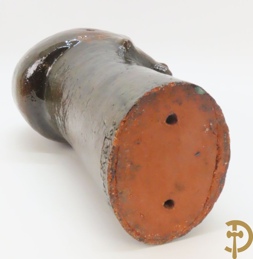 SCHEIRLINCKX Jos getekend - Karaktervol modern geglazuurd keramieken beeld van een hoofd