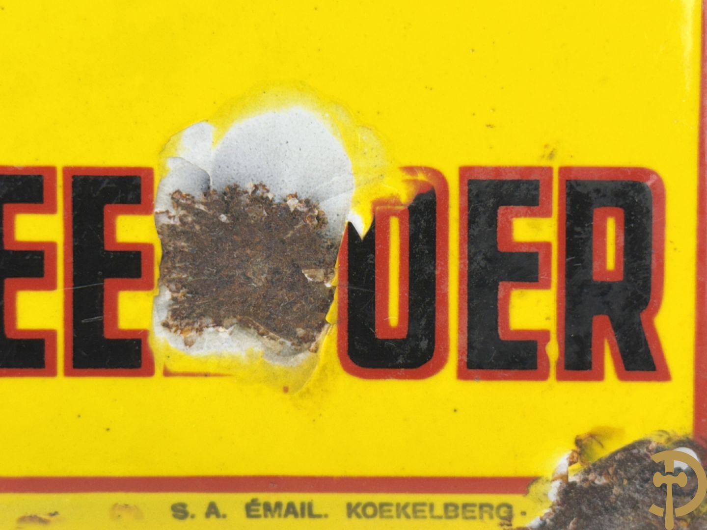 Oude emailplaat P. Sluis, voor uw vogels, universeel voer - begin jaren 