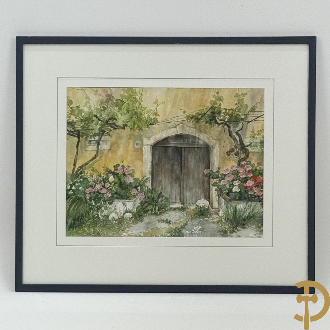 VAN HOVE Marie Jeanne getekend 'Zuiders poortje' aquarel