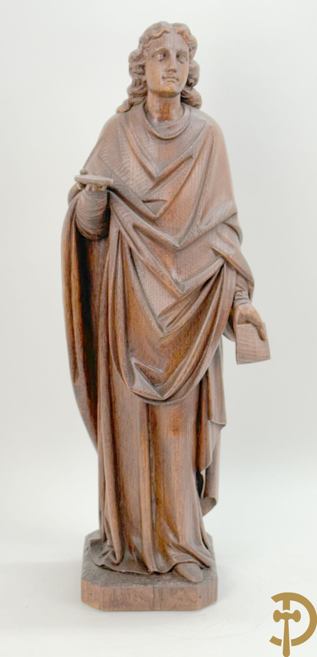 Eiken houtsculptuur van evangelist, laat 19e