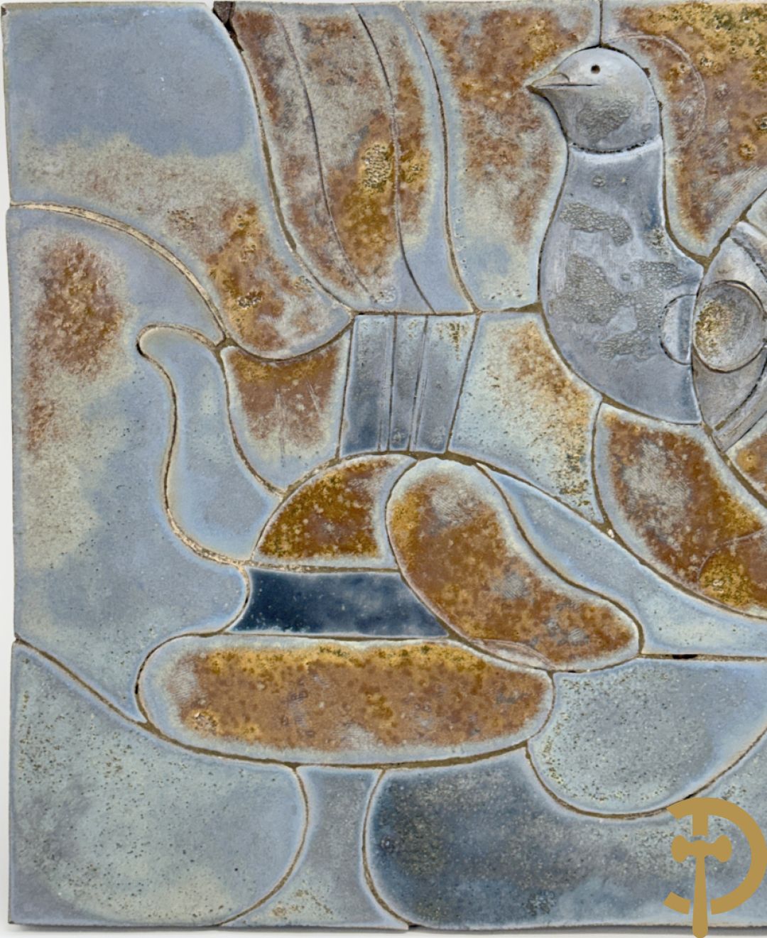 Ongetekend  vintage keramieken basrelief met vogeldecor