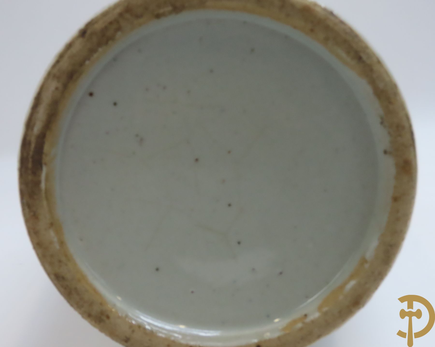 Chinese porseleinen vaas met geanimeerd blauw/wit landschapsdecor en huizenzicht