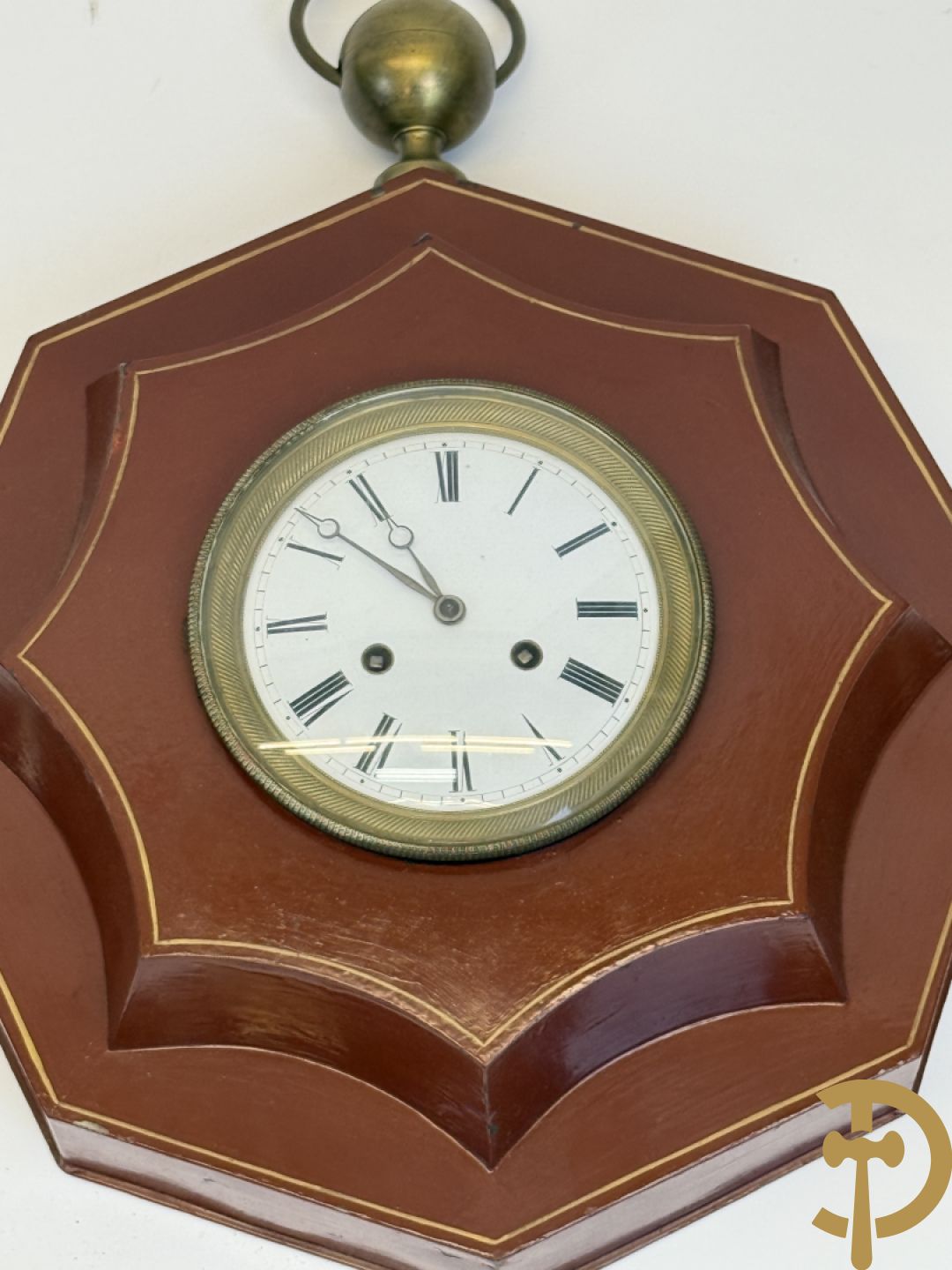 Notelaren barometer + reglateur met barometer + metalen touwtjesklok