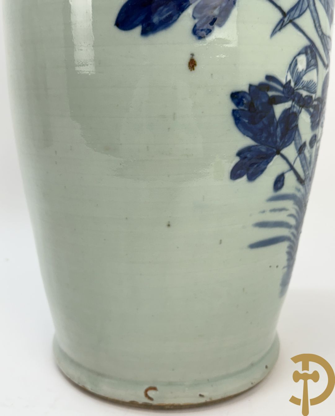 Chinese porseleinen blauw/wit vaas met bloemen en vogeldecor
