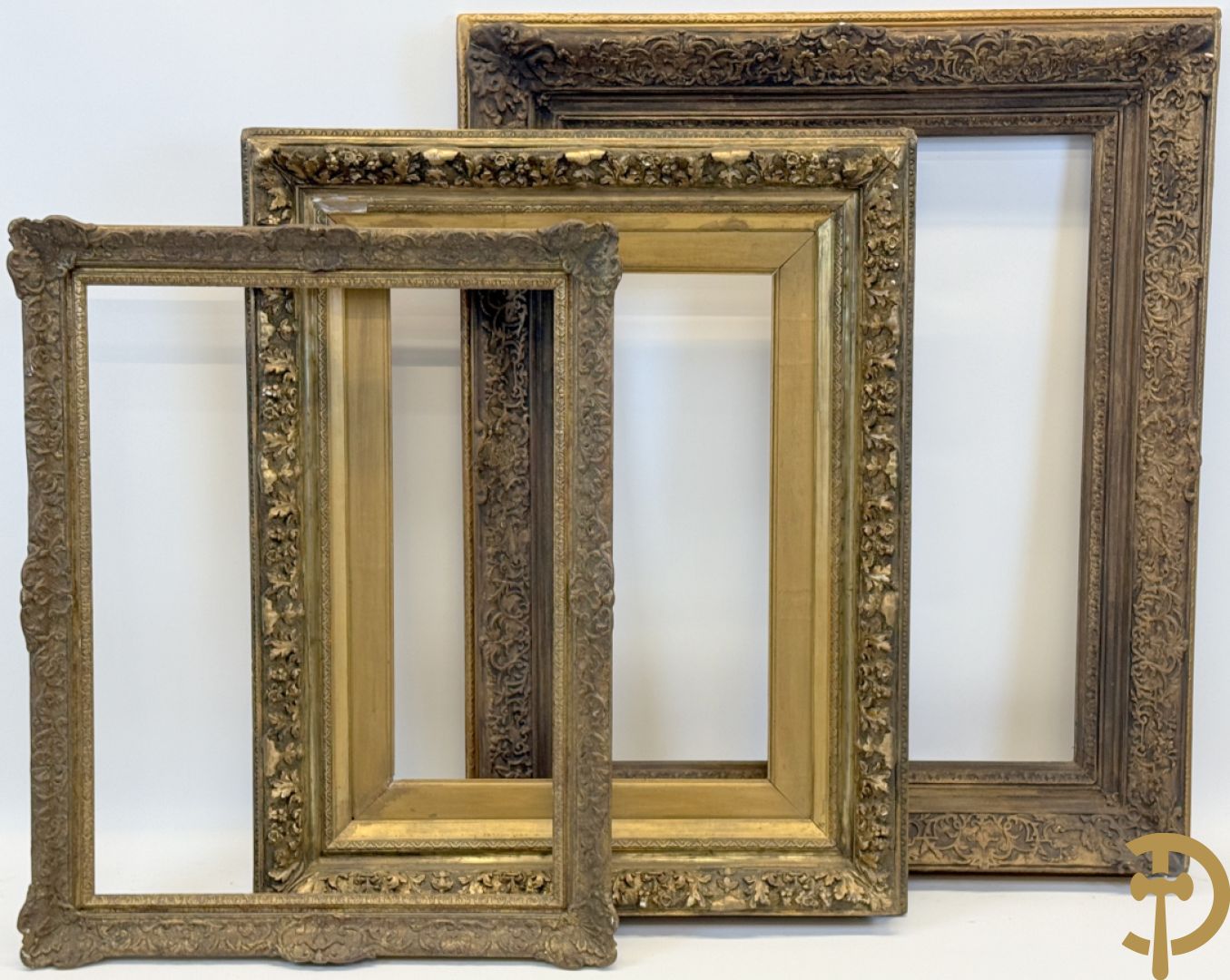 Oude grote vergulde Louis XV lijsten : 3 stuks