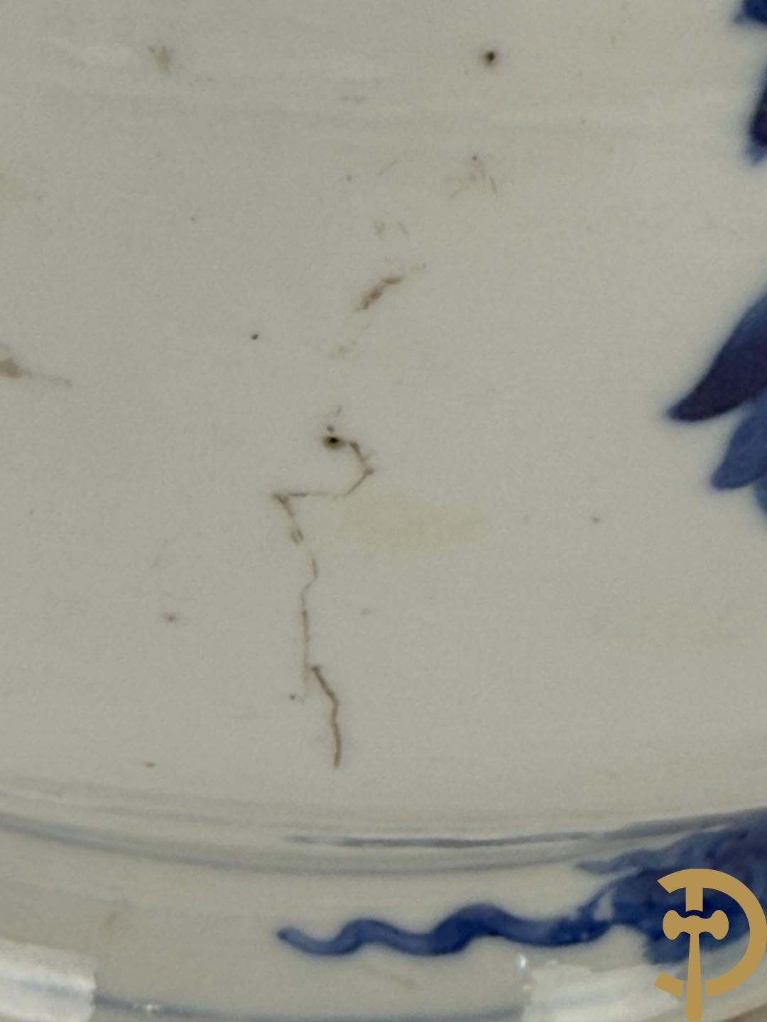 Chinese blauw/witte porseleinen kalebasvormige vaas met bloemen- en vogeldecor, onderaan gemerkt