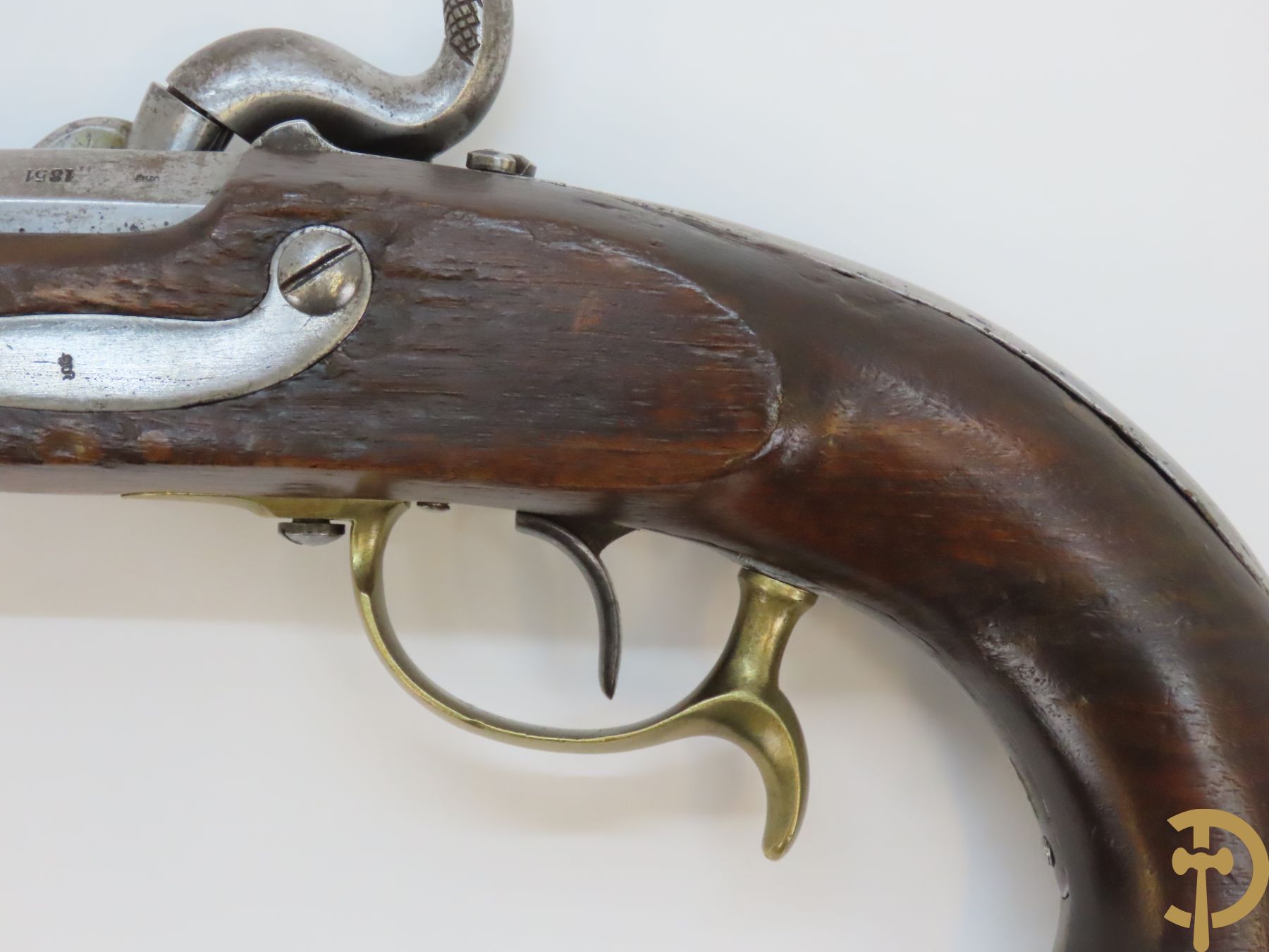 Duits militair cavallerie percussie pistool, getekend Suhl 1851