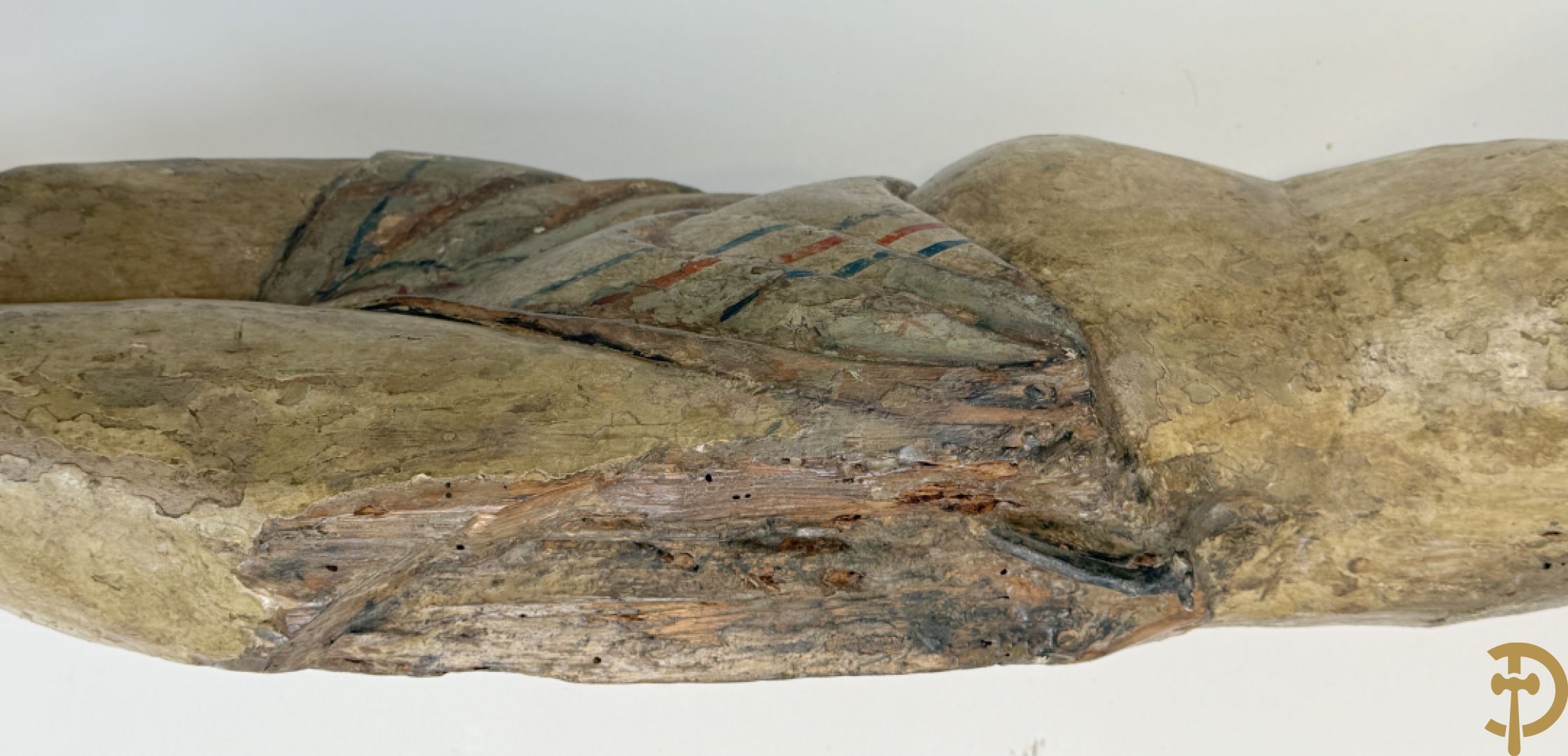 Antieke houtgesculpteerde gepolychromeerde Christus met lenden doek, zonder armen, 16e-17e ?