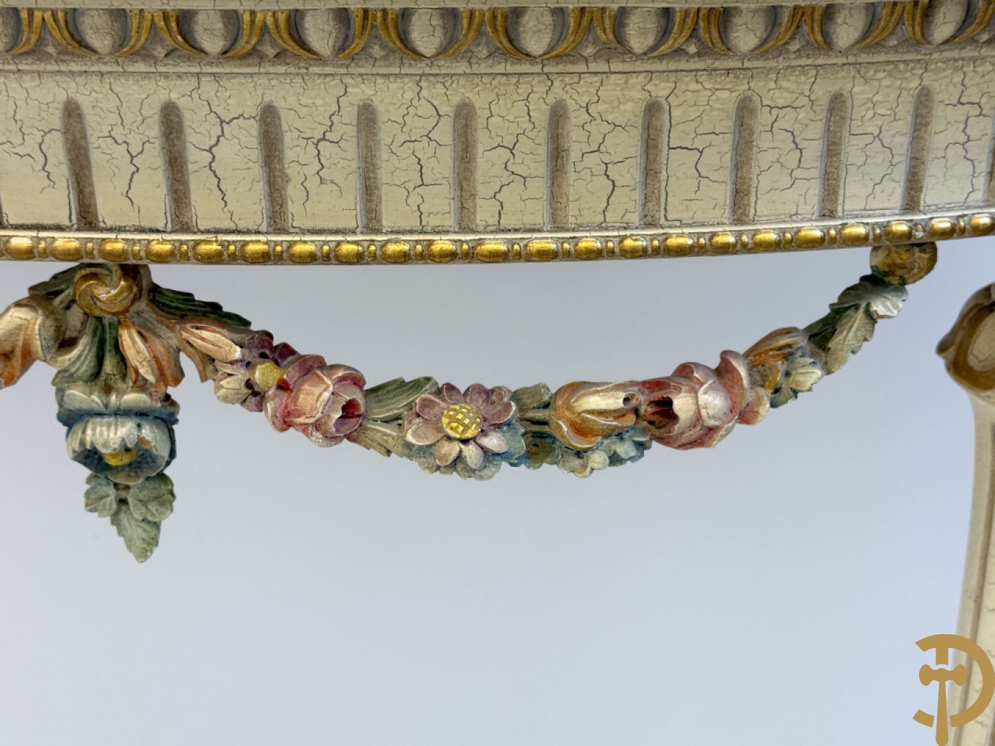 Console + gepolychromeerde spiegel, Louis XVI stijl